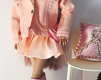 Peach Doll Outfit: Street Style Fashion, Fits 12" Dolls