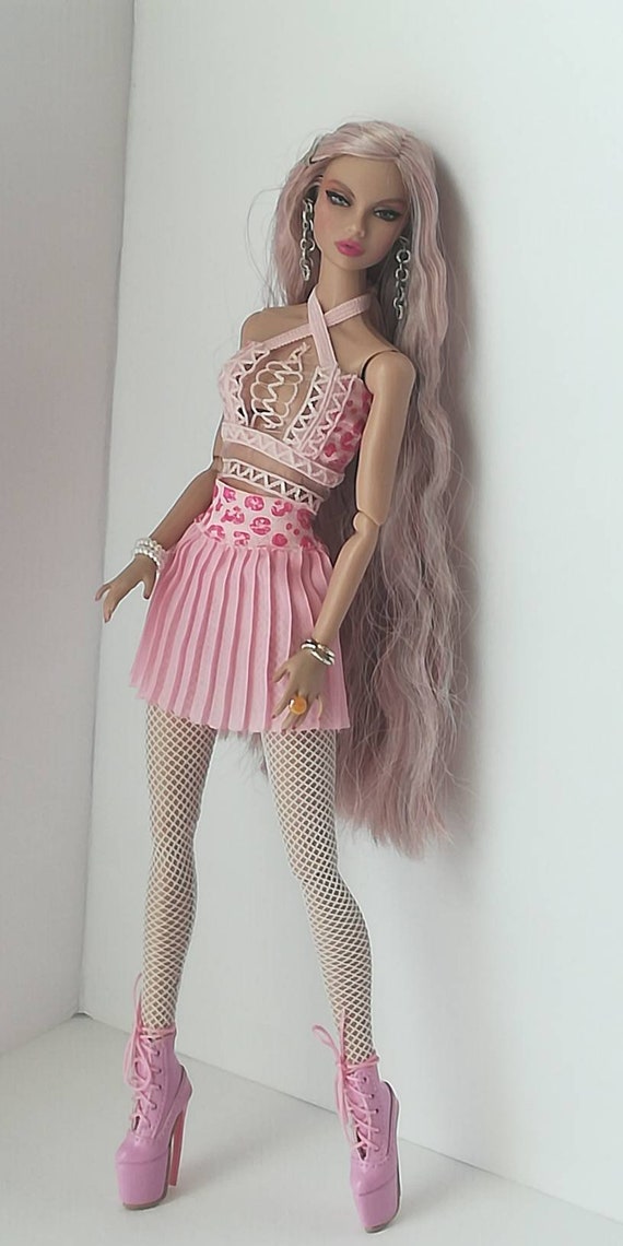 handmade OOAK silk dress to fit Silkstone Barbie doll 
