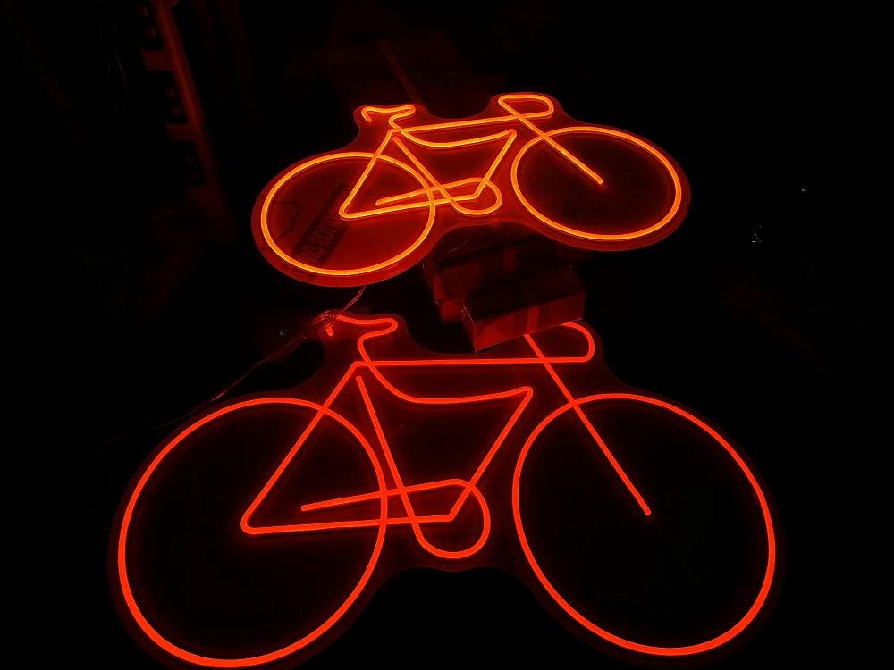 オレンジ色の自転車ネオンサイン、ネオンライト付き、LEDネオン装飾