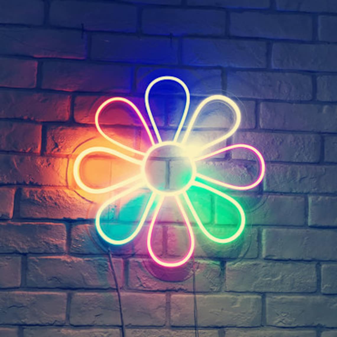Flower LED Neon Sign With Acrylic Plate Neon Decor Neon Light Etsy