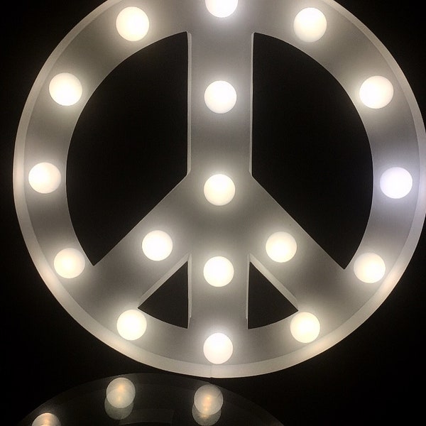 Hand Made  LED Peace Sign Mark Peace Symbol Battery Operated Home Party Bedroom Shop Pub Restaurant Table Window Decor