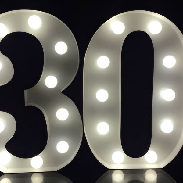 12"Metal Marquee Number 30-39 Light Up Number Thirty Home Shop Anniversary Wedding Birthday Decor