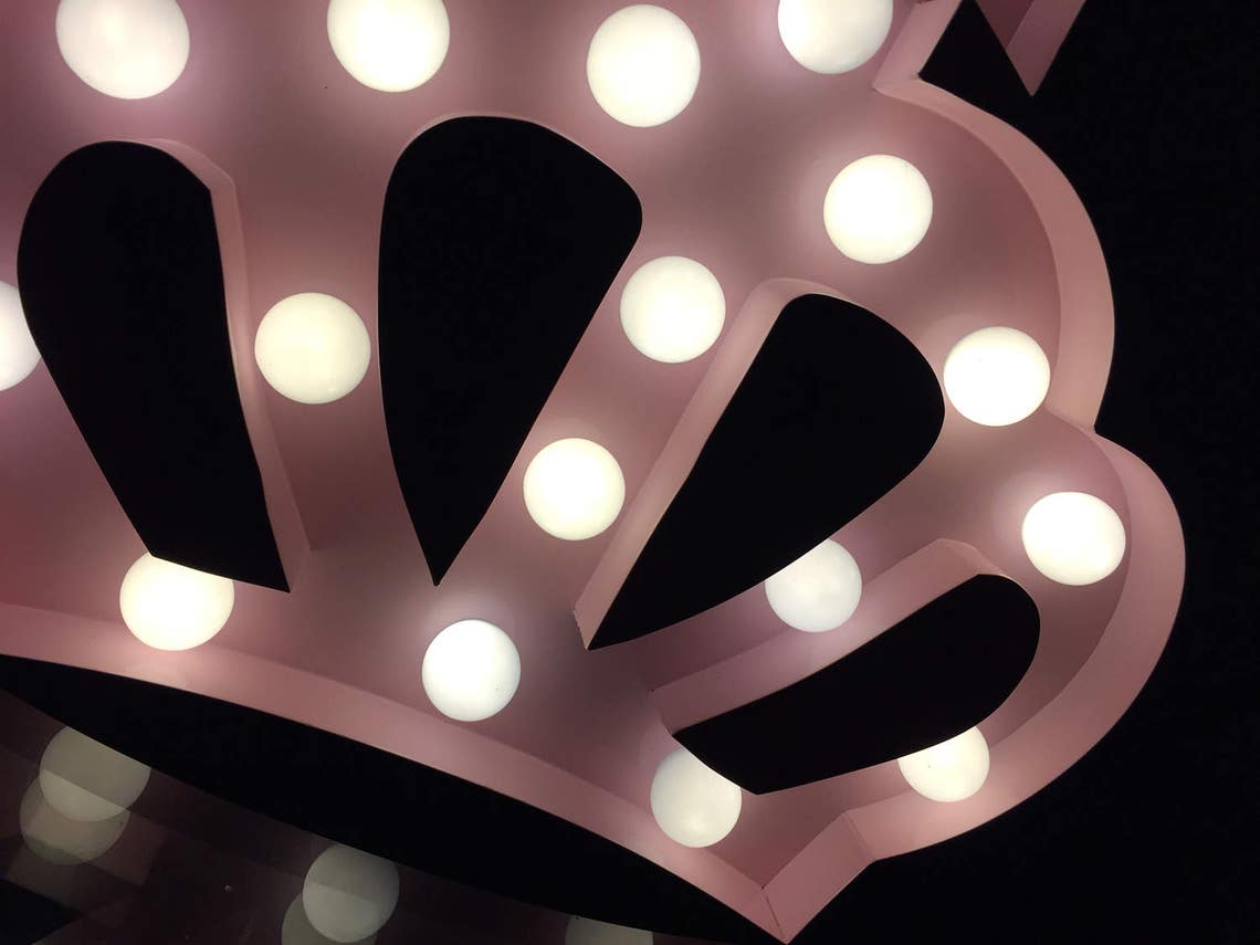 Vintage Metal 8 Pink Marquee Light Sign Crown Shape Etsy