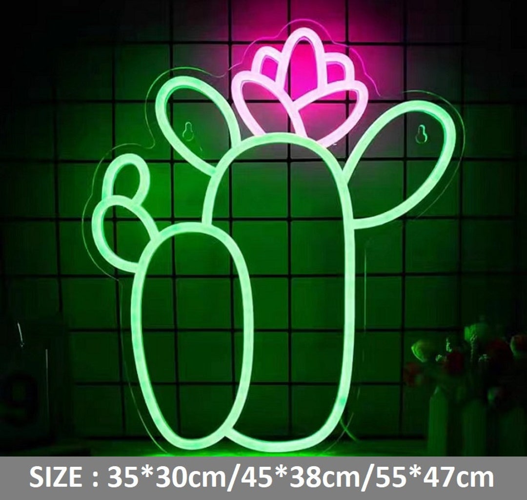 Cactus Neon Sign: Mini Cactus With Flower, USB Powered - Etsy