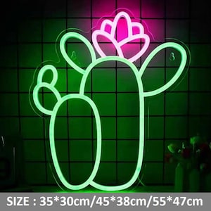 Cactus Neon Sign  Mini Cactus with Flower Neon Lamp Cactus Light Cactus Neon Decor Home Studio Bar Party Wall Decor