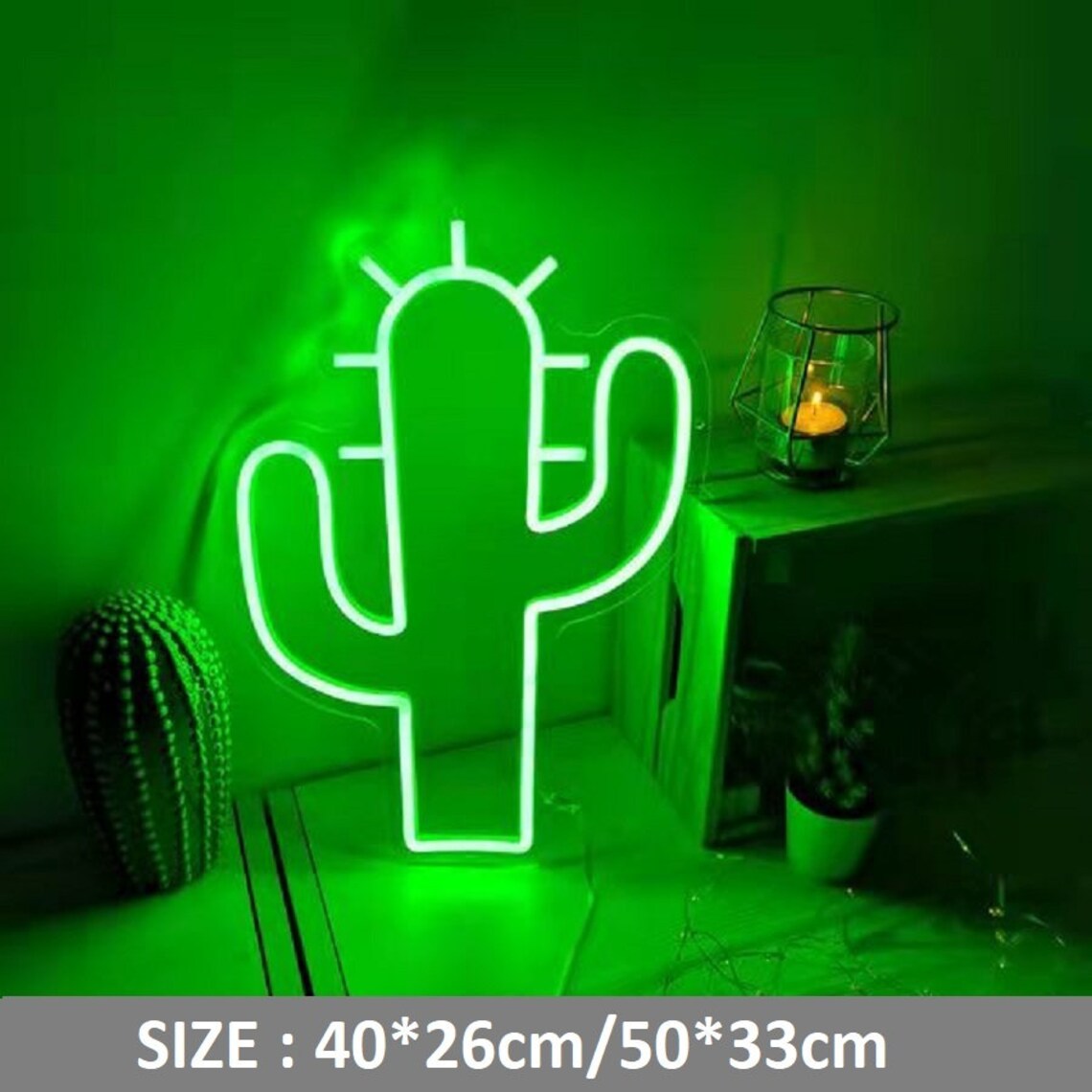 Cactus Neon Sign With Acrylic Board Mini Cactus Neon Lamp Etsy