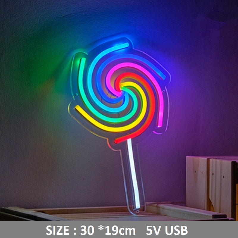 Lollipop Neon Sign With Acrylic Plate 5V USB Powered Candy - Etsy