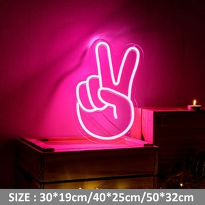 Victory Neon Sign Peace Neon Sign V Gesture Peace Neon Sign Home Shop Store Wall Table Decor