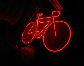 赤い自転車形　ネオンライト オレンジ色の自転車ネオンサイン、ネオンライト付き、LEDネオン装飾