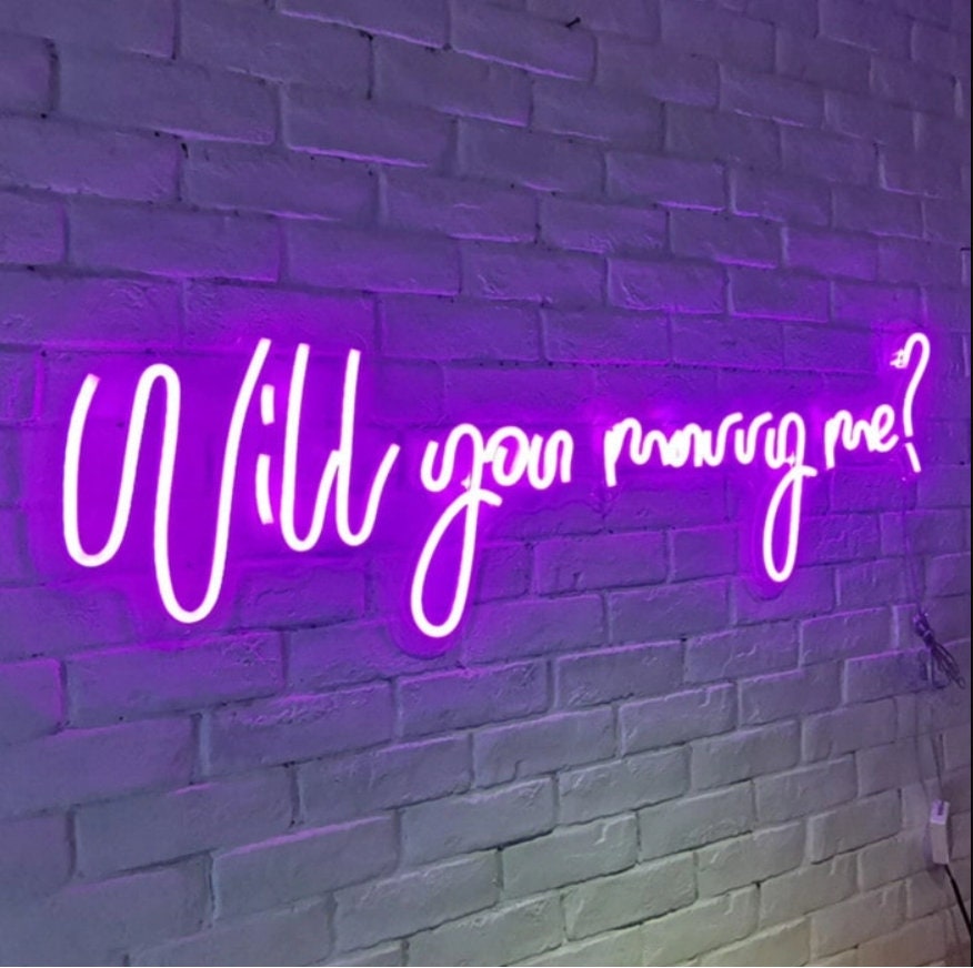 Will You Marry Me Neon Sign With Acrylic Plate Neon Decor Neon | Etsy