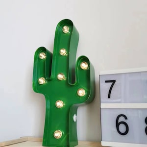 9&quot;/12&quot; Metal Light Up Cactus Marquee Sign Marquee Light Night Light Nursery Light Battery Operated Baby Shower Birthday Gift