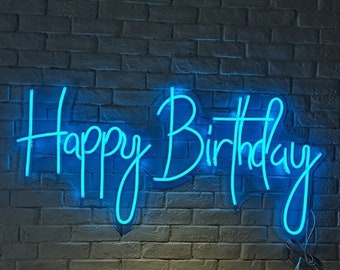 Happy Birthday Light Up Neon Letters Neon Sign with Acrylic Plate Wall Neon Decor Custom Neon letters Neon Sign Birthday Party Neon Decor