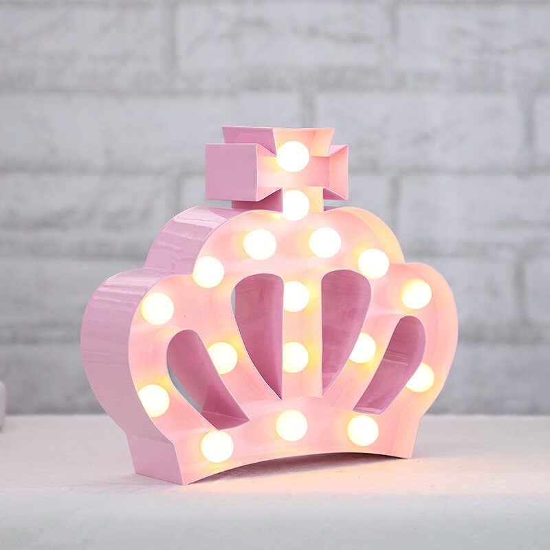 Vintage Metal 8 Pink Marquee Light Sign Crown Shape Etsy