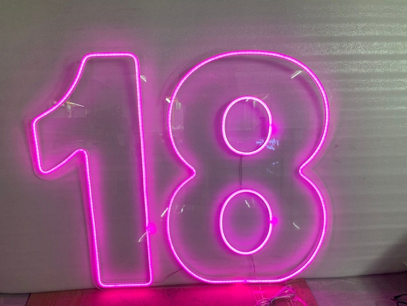 19 Tall Light up Numbers Neon Sign With Acrylic Plate Etsy