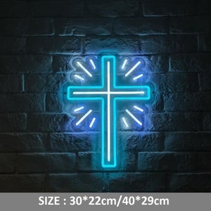 Holy Cross Neon Sign Church Neon Decor Christ Cross Neon Light Halloween Cross Sign