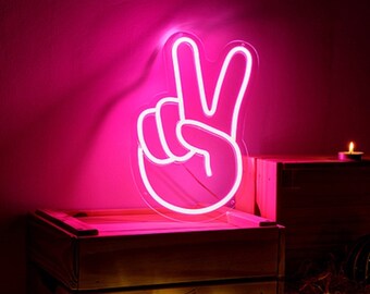 Peace Neon Sign Neon Decor 5V USB Powered V Gesture Hand Peace | Etsy