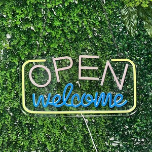 Open Welcome Neon Decor,Shop Store Window Wall Decor image 2