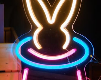 Bunny Rabbit Neon Sign, LED Animal Decor Light