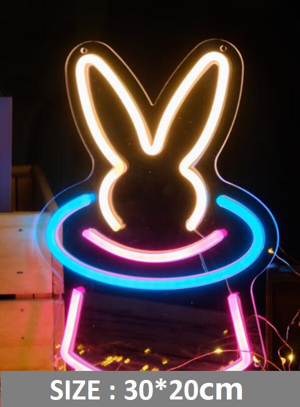 Bunny Rabbit Neon Sign With Acrylic Board Usb Powered Light Up Etsy