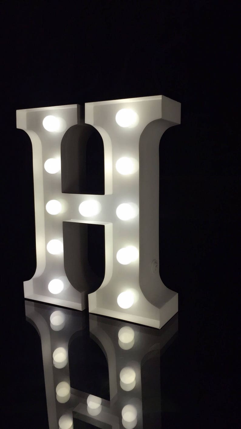 Hand Made 12 Metal White/black/rustic Light up Letters Etsy New Zealand