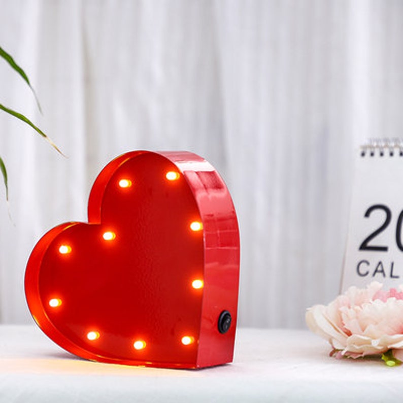 Metal Red Heart Marquee Light Night Light Kids Room Light Etsy
