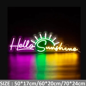 Hello Sunshine ライトアップ アクリル ネオン文字 ネオンサイン 自宅 寝室 寮 ネオン装飾