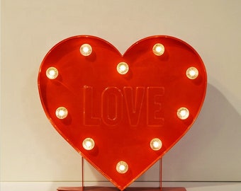 LED Metal Heart Sign - Valentines, Wedding Decor, Battery Operated