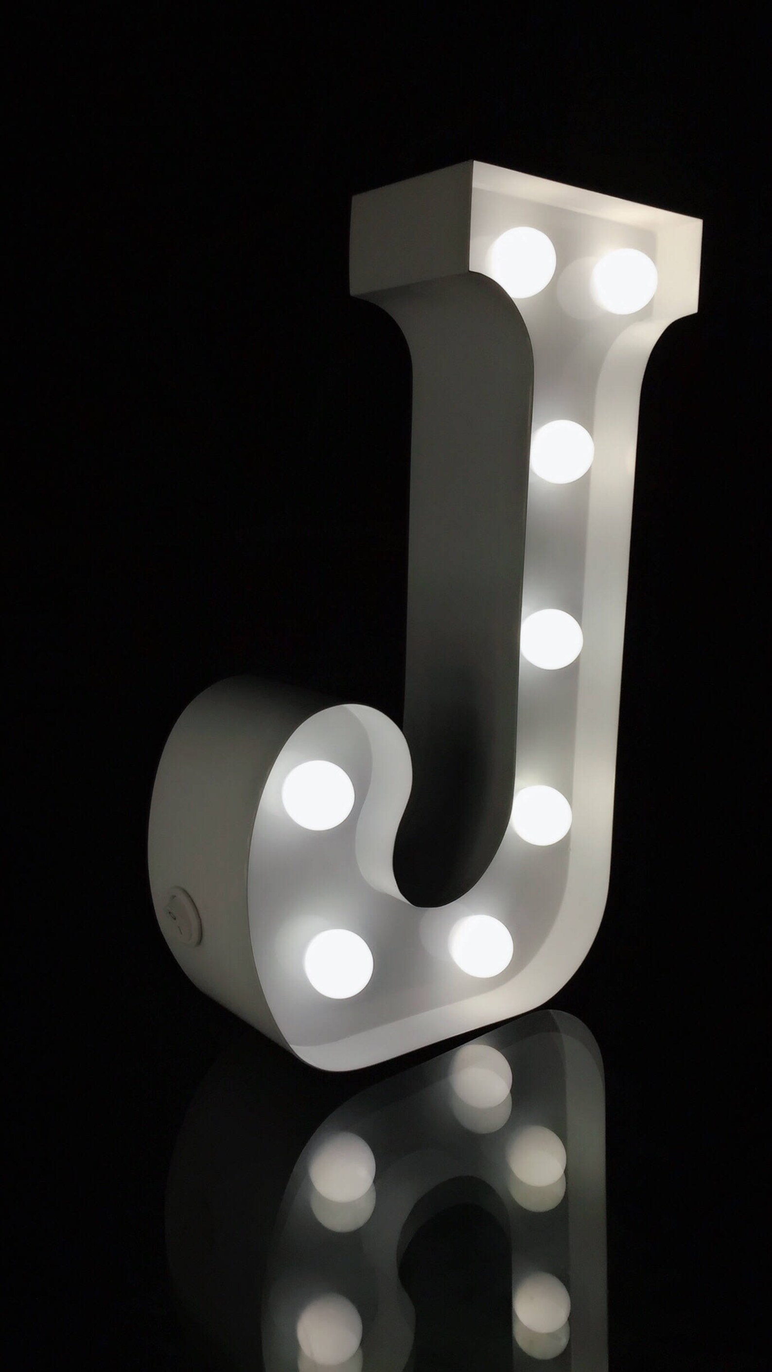 Hand Made Metal White Marquee Letter J kight Up 9 Etsy