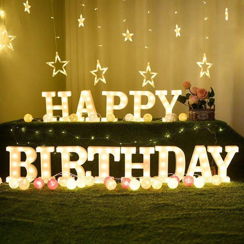 12 Metal Light up Letters HAPPY BIRTHDAY Marquee Letters Sign Birthday