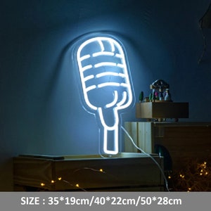 Microphone Neon Sign with Acrylic Board Podcast Karaoke Microphone  Neon Decor Home Studio Bar Party Wall Decor