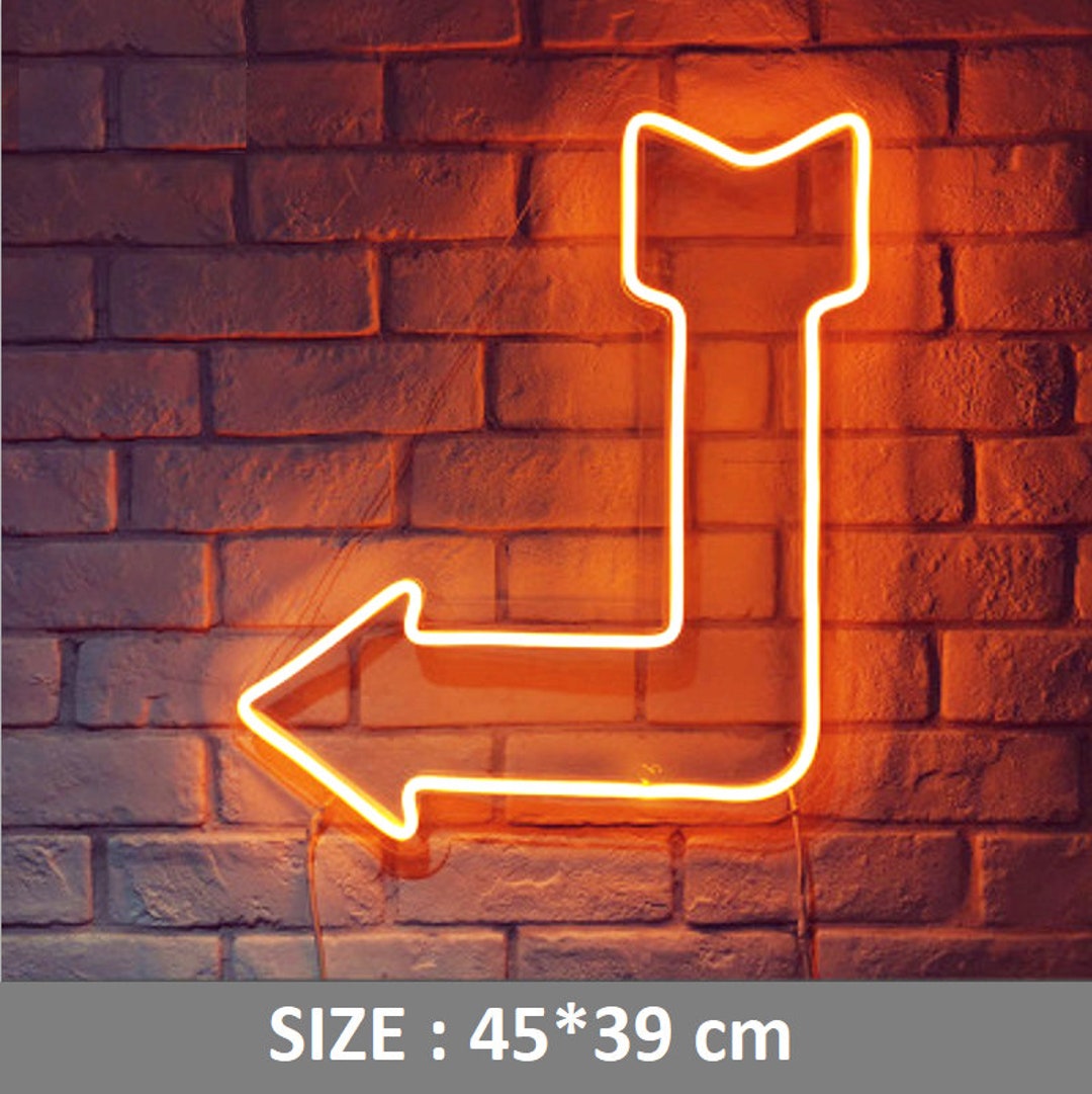 Orange Arrow LED Neon Sign With Acrylic Plate Neon Decor Neon Arrow