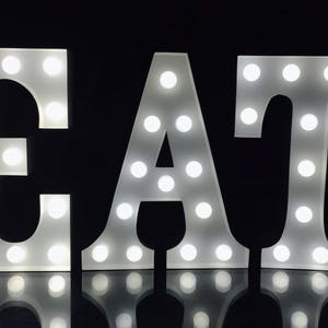Vintage Hand Made 9&quot;Metal White/Black/Pink Light Up Letters EAT Kitchen Dinning Room Pub Inn Window Table Wall decor