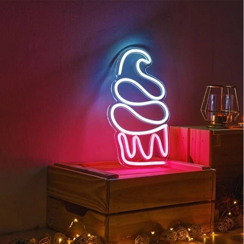 Ice Cream Neon Sign Cake Neon Sign With Acrylic Plate 5V USB - Etsy