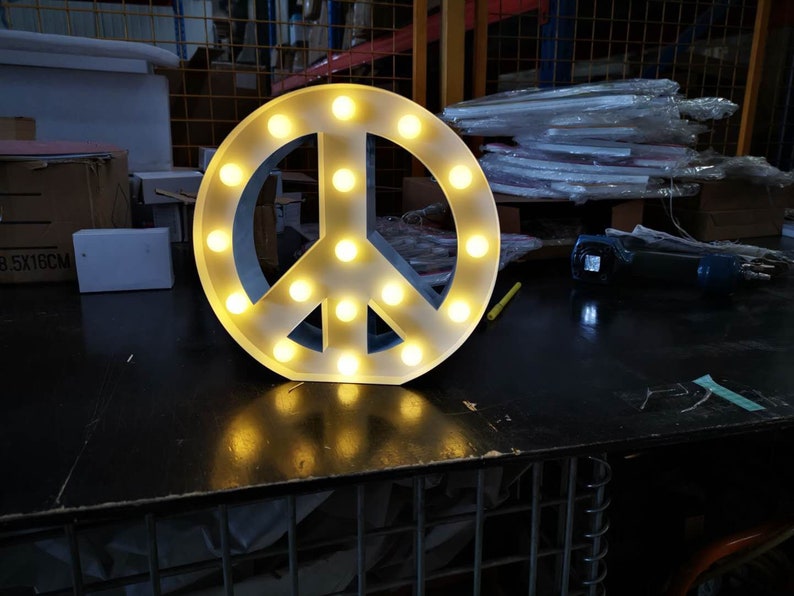 24 Metal Marquee Peace Sign Light Up Peace Symobol Home Etsy