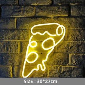 Pizza Slice Neon Sign with Acrylic Plate 5V USB Powered Custom Neon Sign Pizza Sign Pizza Shop Store Wall Table Decor