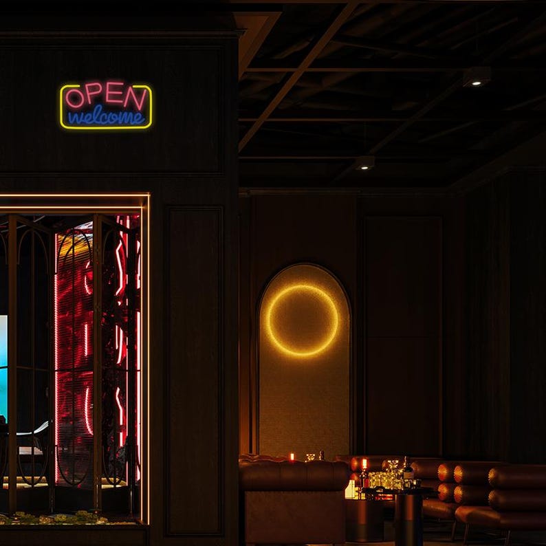 Open Welcome Neon Decor,Shop Store Window Wall Decor image 4