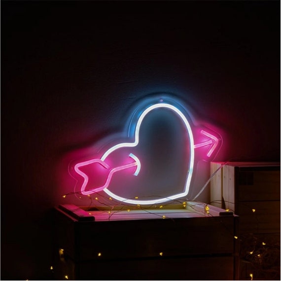 Love heart neon online light