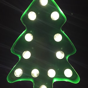 Metal Light Up Christmas Tree Marquee Sign XMAS Decor Night Light Nursery decor battery operated