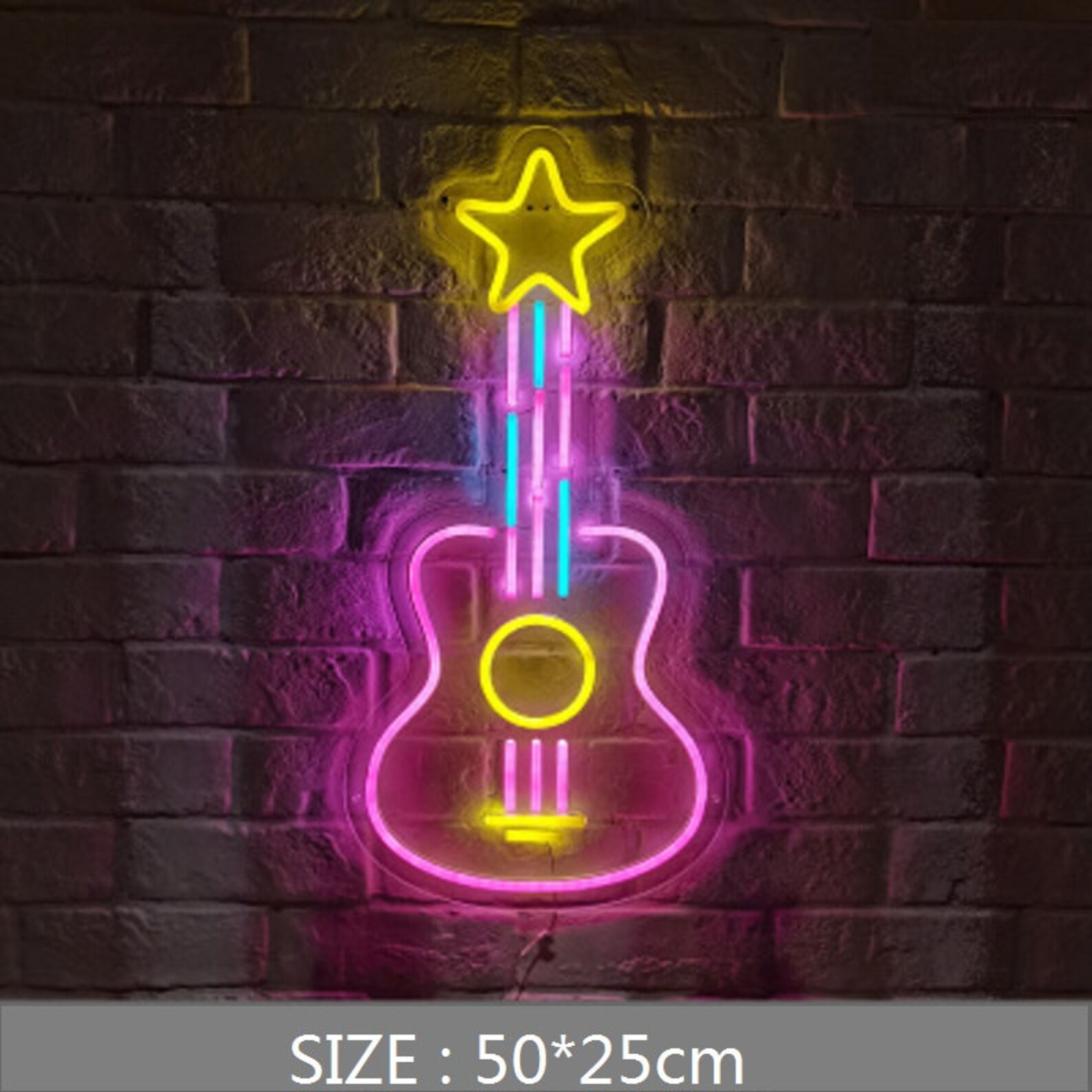 Guitar Neon Sign With Acrylic Plate Glowing Neon Guitar Sign Etsy