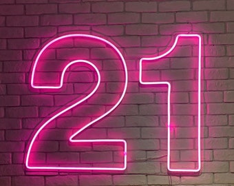 19" tall Light Up Numbers Neon Sign with Acrylic Board  Wall Neon Decor Custom Neon Numbers Neon Sign Birthday Party Anniversary Neon Decor