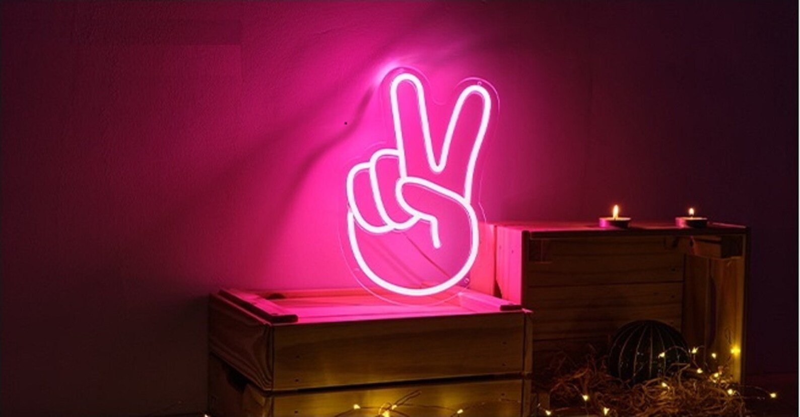 Peace Neon Sign Neon Decor 5V USB Powered V Gesture Hand Peace Etsy