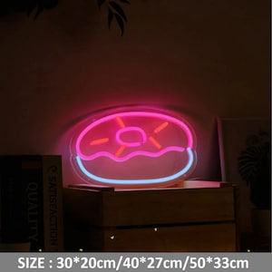 Donuts Neon Sign with Acrylic Board Custom Neon Sign Neon Decor Business Store Decor