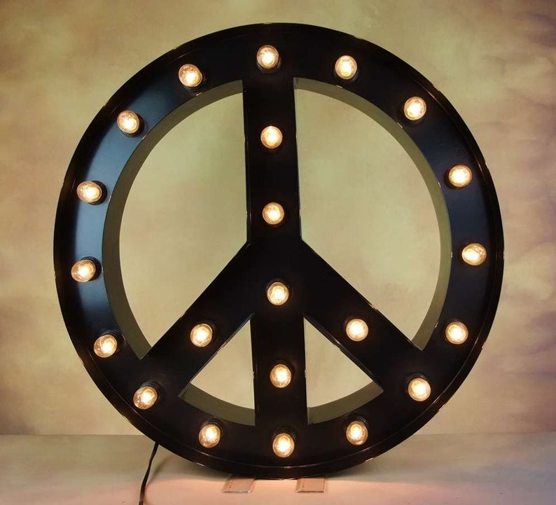 24 Metal Marquee Peace Sign Light Up Peace Symobol Home Etsy