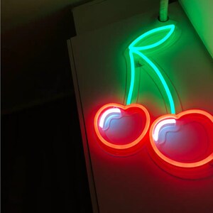 LED Cherry Neon Sign With Acrylic Board Cherry Neon Sign Kids Children ...