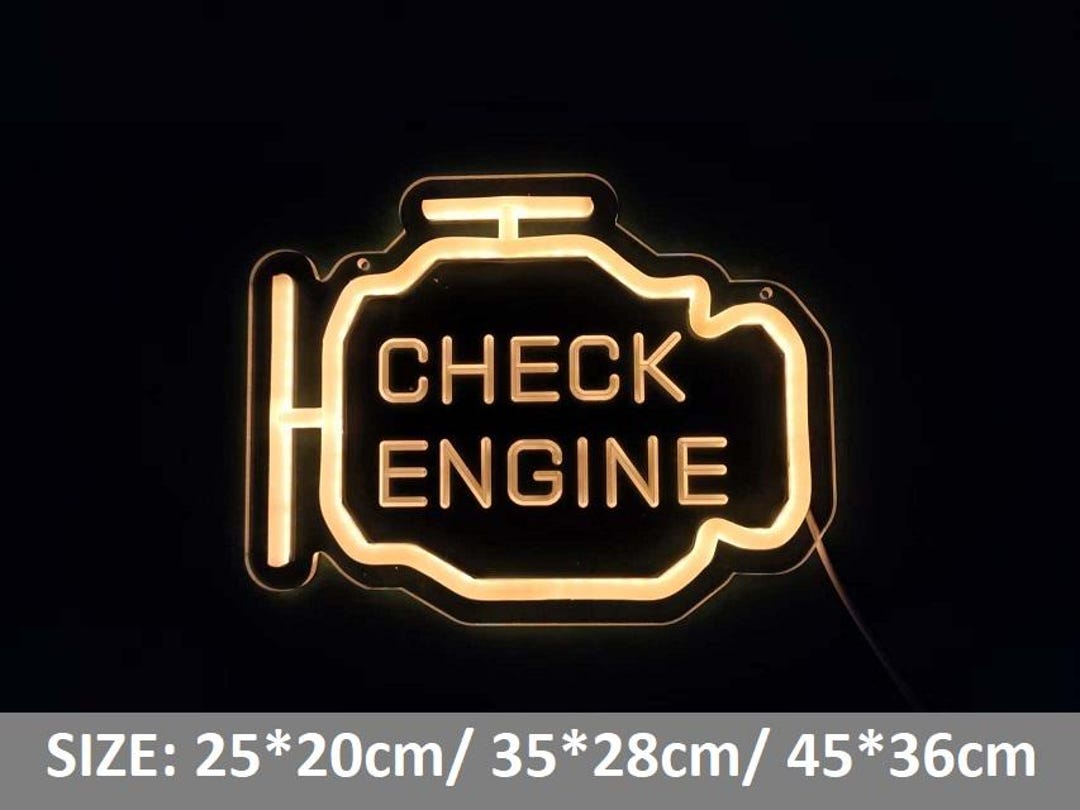 Check Engine Neon Letters, Neon Sign, Garage Store Car Shop Decor ...