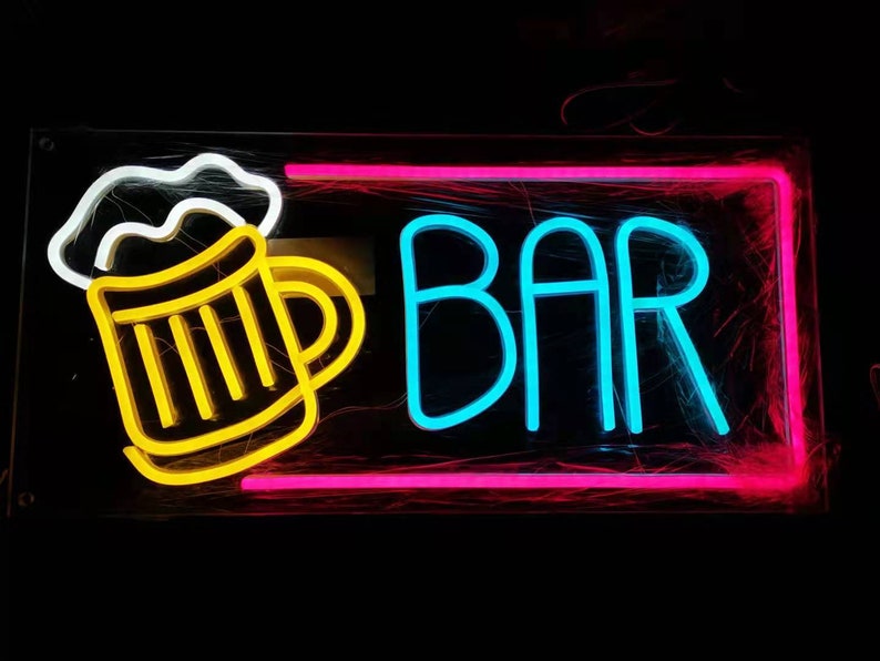 Bar Neon Sign Alcohol Liquor Beer Wine Neon Sign With Acrylic Plate USB Powered LED Neon Light