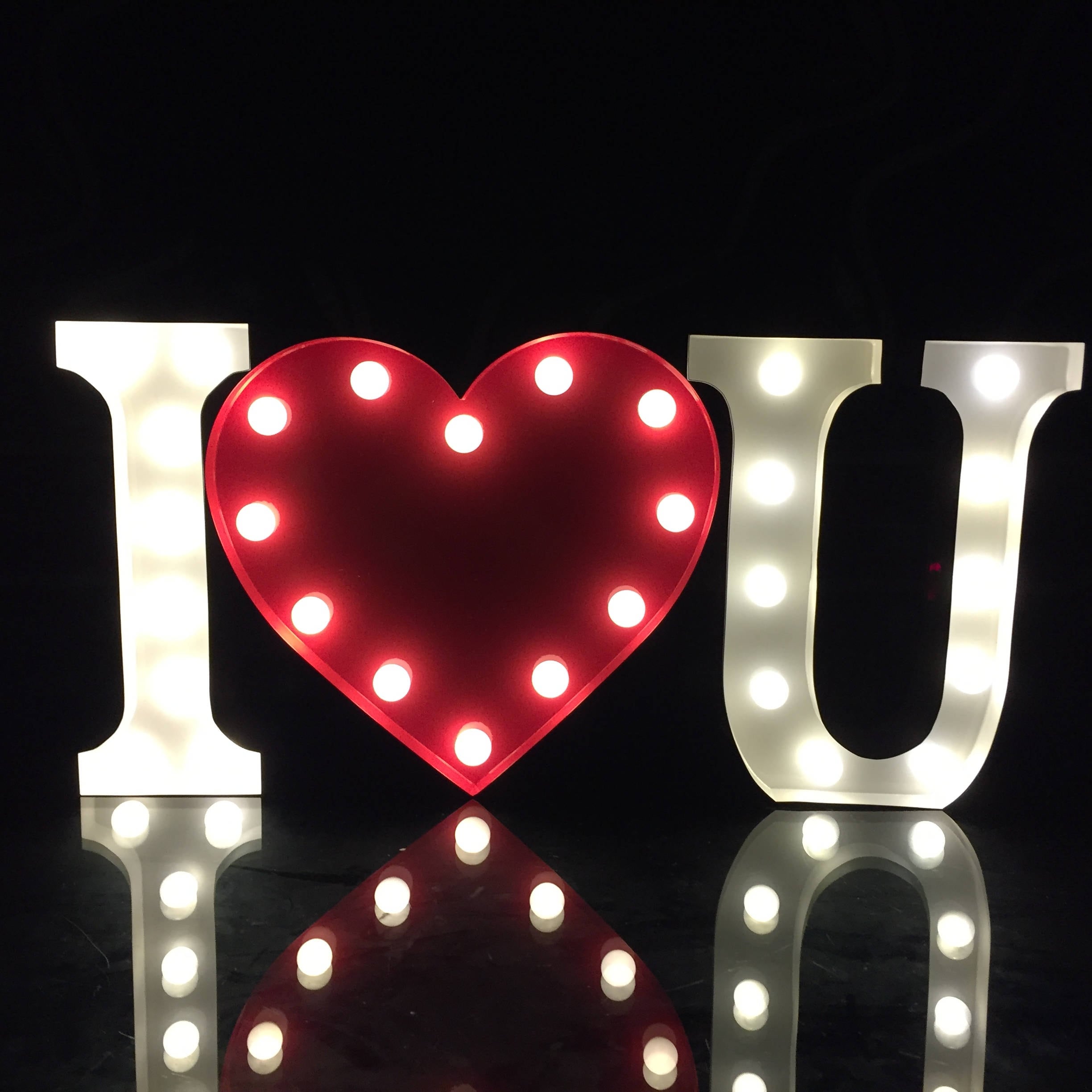 Métal Lumière Lettres Signes I Love U Table Murale Décor Anniversaire Cadeau
