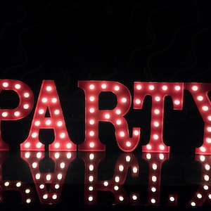 12&quot; Metal Light Up Letters Red PARTY Marquee Letters Marquee Light  Home Wall Desk Table Nightstand Decor Battery Operated