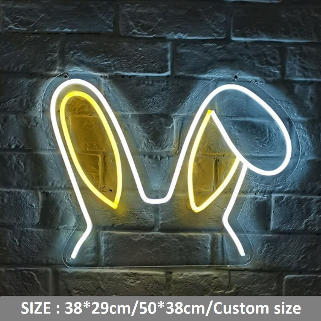 Rabbit Neon Sign, Bunny Ear LED Wall Decor - Etsy