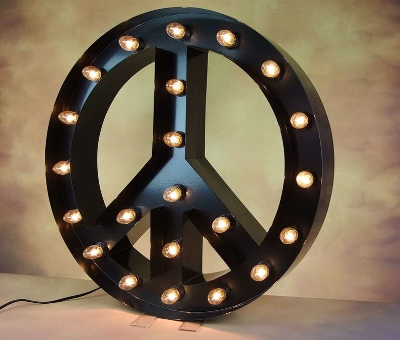 24 Metal Marquee Peace Sign Light Up Peace Symobol Home Etsy